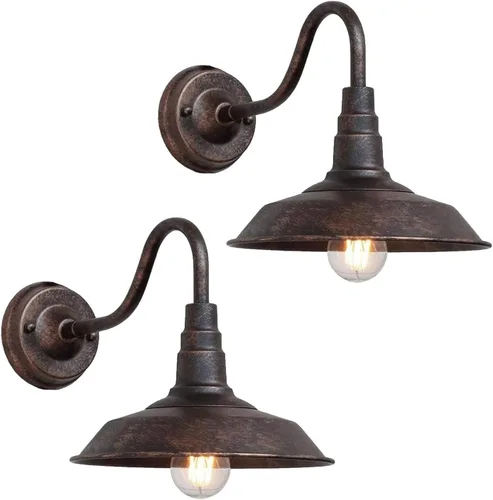 Miniatura 9 de Lámpara de pared para exteriores, faroles de pared de cuello de cisne de hierro de 9.8 pulgadas, luces retro E26, iluminación de pared