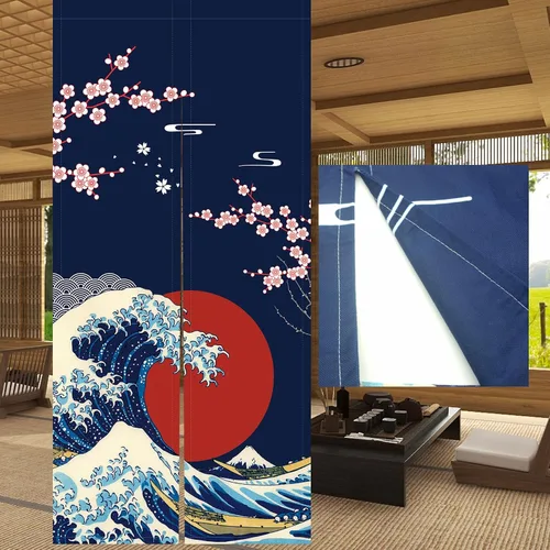 Miniatura 20 de LIGICKY Cortinas Noren estilo japonés para puerta, gruesas, largas, impresas, tapices colgantes para decoración del hogar, 33.5 x 47.2 pulgadas