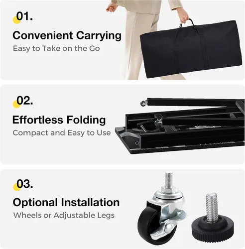 Miniatura 5 de Mesa de manicura plegable portátil con colector de polvo, escritorio de tecnología de uñas rodante con lámpara LED, reposamuñecas, ruedas