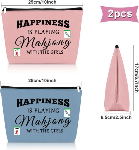 Miniatura 2 de Sazuwu Mahjong - Bolsa de maquillaje divertida para mujer, Azul y rosa