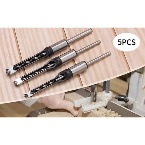 Miniatura 2 de Woodworker - Juego de 5 brocas cuadradas para carpintería, 5 piezas de taladro cuadrado para carpintería, sierra de agujero de madera con taladro