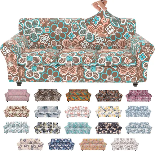 Miniatura 22 de Fundas elásticas para silla, fundas elásticas para sillón de 2 piezas, fundas de sofá lavables con diseño floral para sillón, protector de muebles