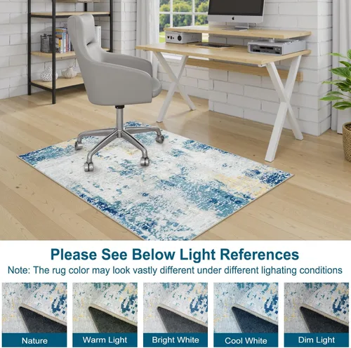 Miniatura 6 de Anidaroel Tapete para silla de oficina para suelo de madera dura y azulejos, 48 x 60 pulgadas, alfombra de escritorio abstracta para silla rodante