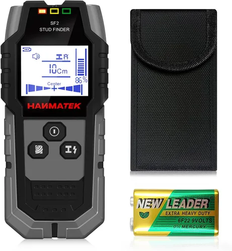 Miniatura 9 de HANMATEK Detector de Pernos de Pared con Sensor Inteligente Pro, Alarma de Audio y Pantalla LCD HD, Herramienta de Detector de Pernos 5 en 1