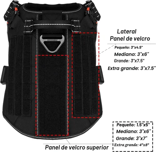 Miniatura 3 de ICEFANG - Arnés táctico para perro, talla L, 2 hebillas de metal, chaleco para transportar carga, ligero y modular (MOLLE) con mango, clip de correa