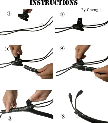 Miniatura 2 de Funda organizadora para cables, tubo en espiral, para el hogar, oficina, PC, TV (longitud negra, 59 pulgadas de diámetro, 1.1 pulgadas)