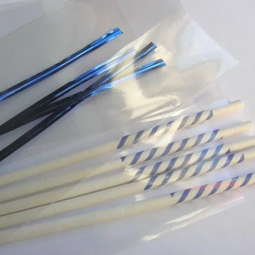 Miniatura 4 de 100 palitos de piruleta de 6 pulgadas + bolsas de 3 x 5 pulgadas + lazos plateados + 5 palitos transparentes gratis) para caramelos de piruleta Cake