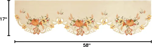 Miniatura 6 de Calabazas bordadas, mantel superior, bufanda para Acción de Gracias (58 x 17 pulgadas)