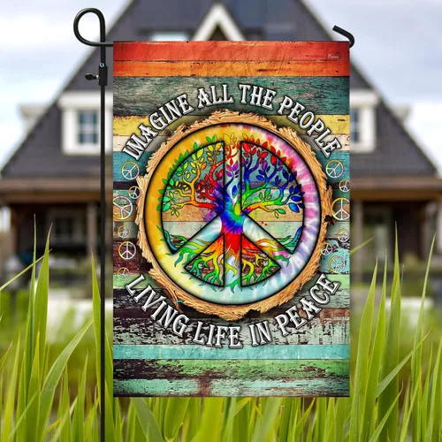 Miniatura 7 de Banderas PSL318F - Bandera hippie de personas que viven la vida en paz PSL318F, bandera de jardín (11.5 x 17.5 pulgadas), banderas de jardín de casa