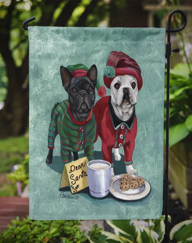 Miniatura 3 de Caroline's Treasures PPP3097GF - Bandera de Navidad con diseño de bulldog francés para jardín, bandera decorativa para patio exterior, patio