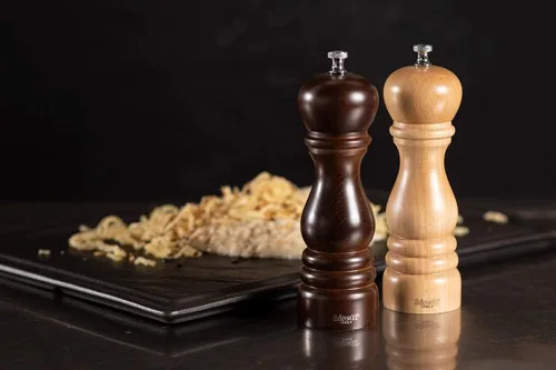 Miniatura 3 de Bisetti Molino de pimienta de madera de haya Roma de 5,12 pulgadas con molinillo de acero ajustable con acabado de nogal, fabricado en Italia