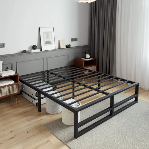 Miniatura 3 de SHA CERLIN Marco de cama de plataforma de metal resistente de 14 pulgadas, gran espacio de almacenamiento debajo de la cama, fuerte soporte
