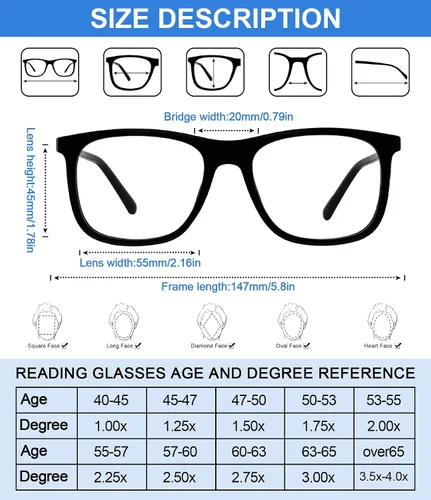 Miniatura 5 de AEZUNI Gafas de lectura extra grandes 1.0 cuadrados de gran tamaño para hombres lectores 1.00 1.25 1.50 1.75 2.00 2.25 2.50 2.75 3.00 3.50 4.00 5.00