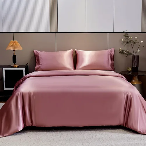 Miniatura 14 de AiMay - Juego de cama con funda de edredón de satén, lujo ultrasuave y sedoso de color liso nivel hotelero, 2 piezas