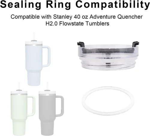 Miniatura 4 de 4 juntas de tapa para vasos Stanley Adventure Quencher H2.0 Flowstate de 40 onzas, sin BPA, sellos de tapa de silicona a prueba de fugas
