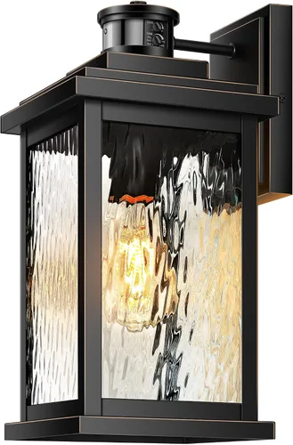 Miniatura 15 de VIANIS Luces para exteriores con sensor de movimiento, iluminación de anochecer a amanecer para casa, luces de grano de madera para garaje, farol