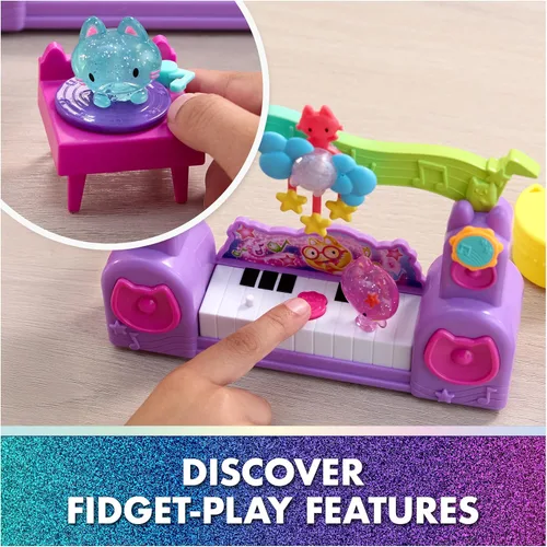 Miniatura 3 de DreamWorks Gabby's Dollhouse La Película, Set de Historia de Fiesta Paw-Some con DJ Catnip, 2 Figuras de Juguete Eraser Cat y Accesorios, Juguetes