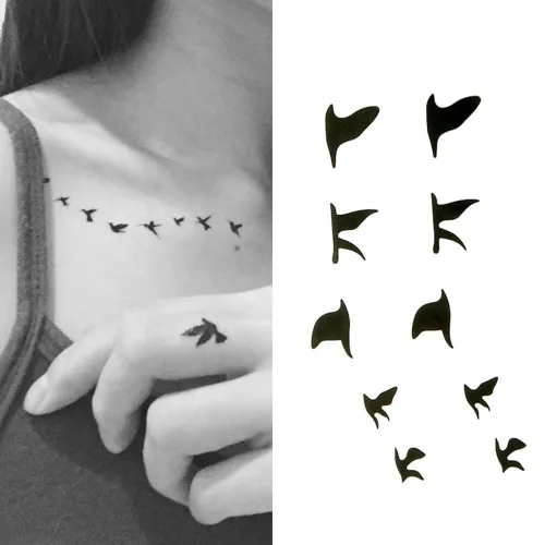 Miniatura 11 de 2 hojas de tatuajes temporales pequeños pequeños para mujeres y hombres, manos, cuello, muñeca, lindas calcomanías de tatuaje de dibujos animados