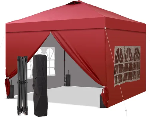 Miniatura 20 de GDY Tienda de campaña desplegable de 10 x 10 pies, gazebo para exteriores con 4 bolsas de arena, toldo fácil de instalar con 3 alturas ajustables