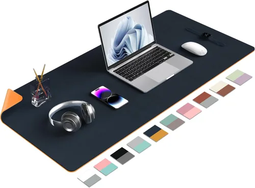 Miniatura 21 de Aothia Alfombrilla de escritorio de piel sintética de doble cara, antideslizante, grande, para mouse y escritorio para oficina, hogar, impermeable