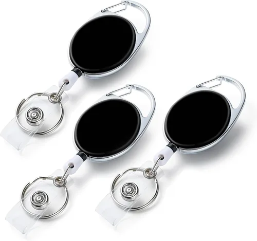 Paquete de 3 carretes de insignias - Portainsignias retráctiles con patrón de impresión a color de doble cara con llavero retráctil y clip para