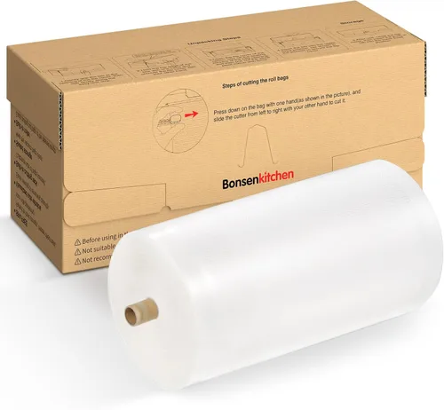 Miniatura 9 de Bolsas de sellado al vacío Bonsenkitchen de 8" x 45,72 m con cortador para almacenamiento de alimentos, grado comercial, libres de BPA, ideales