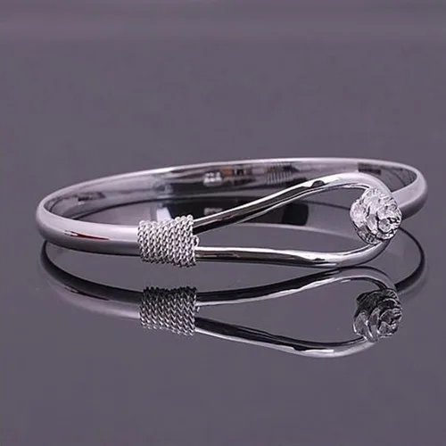 Miniatura 3 de Pulseras de plata de ley 925, pulseras de moda vintage para parejas, diseño ondulado, pulseras de fiesta