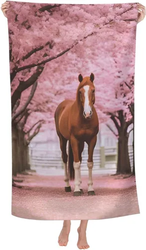 Dujiea Toalla de playa de microfibra, toallas de baño grandes con diseño floral de caballo 3D para mujeres y hombres, toallas de baño de secado