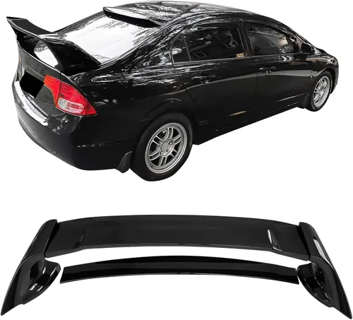 Alerón de cajuela prepintado compatible con Honda Civic Sedán 2006-2011, ABS pintado negro brillante. Alerón de ala para cajuela trasera disponible