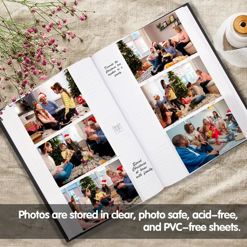 Miniatura 5 de Álbum de fotos de 450 bolsillos de 4 x 6 pulgadas con espacio de escritura, cubierta de lino de gran capacidad, libro con capacidad para 450 fotos