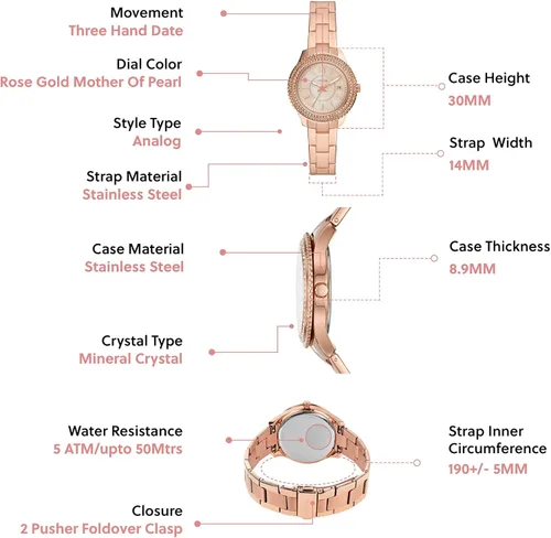Miniatura 5 de Fossil Stella Mini reloj de cuarzo multifunción de acero inoxidable acentuado con cristal para mujer Stella ES5136 - Reloj de vestir de acero