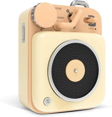 Miniatura 10 de Mini altavoz Bluetooth portátil Muzen, botón pequeño, lindo, retro, inalámbrico, de metal, con volumen alto, gran sonido y cordón portátil y bolsa