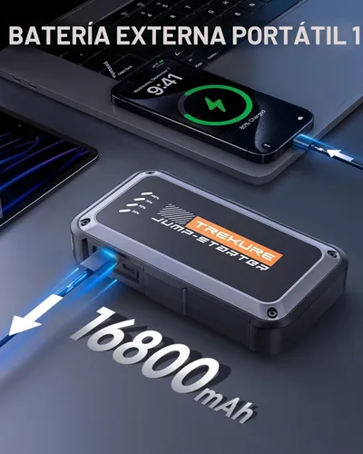 Miniatura 3 de TREKURE Arrancador portátil de batería de automóvil 4000A 16800mAh Caja de arranque, arrancador de batería de automóvil portátil con cables