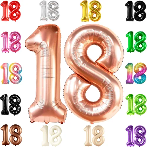 Miniatura 19 de KatchOn, Globo negro del número 18, gigante, 40 pulgadas, globo 18 para decoraciones de cumpleaños de 18 años para niños y niñas, decoraciones