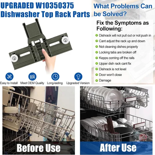 Miniatura 5 de Actualizado W10350375 Piezas de Ajuste de Estante Superior de Lavavajillas para Whirlpool WDT730PAHZ0 WDT750SAHZ0, Piezas de Estante Superior