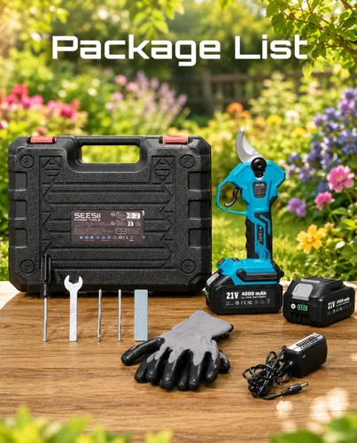 Miniatura 9 de Seesii Tijeras de podar eléctricas para jardinería: podadora eléctrica inalámbrica de corte de 1.8" - Motor sin escobillas, batería dual de 4.0Ah