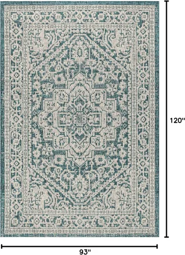 Miniatura 151 de Eyely BMS101D-28 - Alfombra de pasillo con textura de medallón de Santa Mónica Slesi, para interiores y exteriores, estilo costero, bohemio, Gris