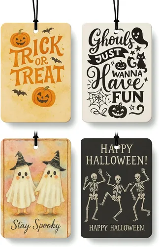 Miniatura 15 de Ambientador de coche para amantes de los libros de fantasmas de Halloween, 4 piezas, retro Spook Ghost Reading Books Ambientador colgante