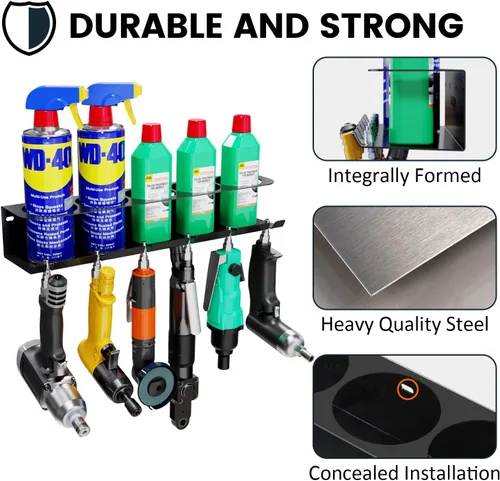 Miniatura 3 de UNITEDPOWER Combo de portaherramientas neumático/estante de aerosol, soporte para botellas de aerosol montado en la pared, organizador