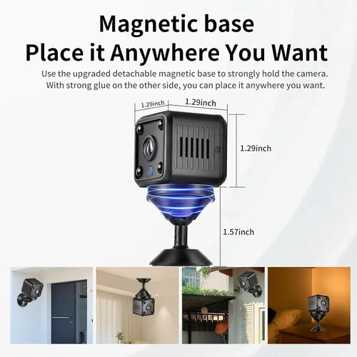 Miniatura 2 de Mini WiFi pequeño video 1080p HD cámara de seguridad magnética inalámbrica, mini cámara inalámbrica, cámara de seguridad magnética fija