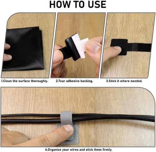 Miniatura 4 de Paquete de 20 organizadores de cables con adhesivo fuerte, soportes para cables y clips de alambre para escritorio, pared y automóvil, fácil gestión
