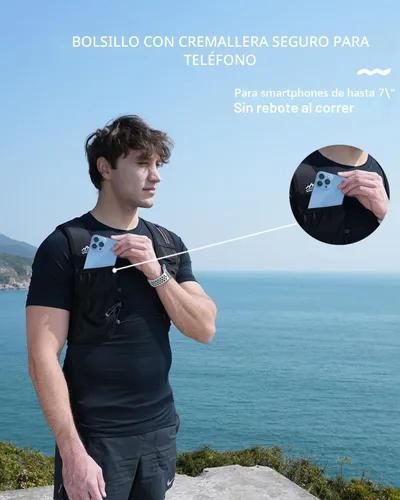 Miniatura 2 de Zelvot Chaleco de correr para mujeres y hombres, patente original de Estados Unidos, correas ajustables para el pecho, chaleco de hidratación