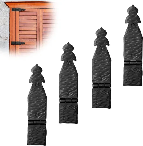 Miniatura 37 de Paquete de 2 bisagras de hierro forjado negro de 9 pulgadas, bisagras decorativas de hierro forjado, bisagras de hierro rústico para persianas
