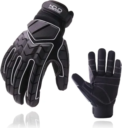 AIGEVTURE Guantes de trabajo anti vibración para hombre, guantes mecánicos de impacto reductor TPR, guantes de seguridad con dedos y palma