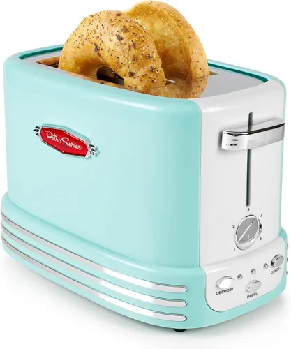 Miniatura 5 de Nostalgia Horno microondas retro compacto para encimera, 0.7 pies cúbicos, 700 vatios con pantalla digital LED y tostadora ancha retro de 2
