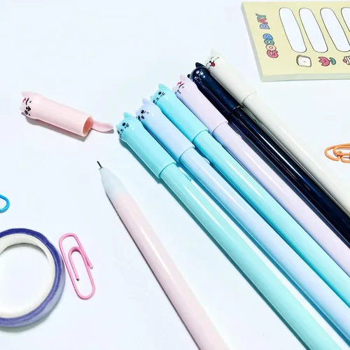 Miniatura 4 de Bolígrafos lindos de dibujos animados de animales Kawaii Pen lindo bolígrafo de gato de 0.020 in bolígrafos de tinta negra bolígrafos para la 10