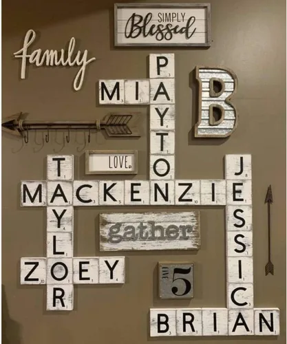 Miniatura 3 de ilauke - Cuadrados de madera de 5 pulgadas para manualidades, 36 unidades, cuadrados de madera en blanco de 0.118 pulgadas y 26 letras grandes