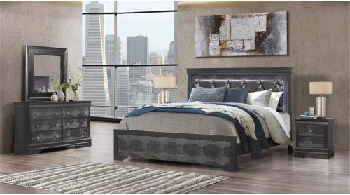 Miniatura 2 de Global Furniture USA Pompei - Mesita de noche con acabado gris, gris metálico