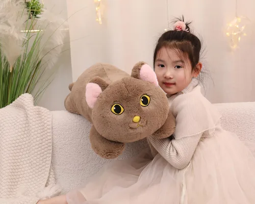 Miniatura 3 de YESGIRL Animales de peluche con peso de gato de 26.4 pulgadas, 5 libras, animal de peluche grande con peso, linda almohada de juguete de peluche