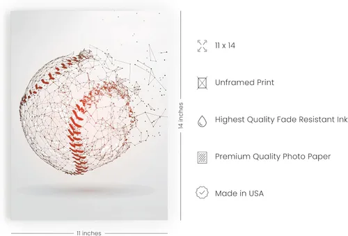 Miniatura 2 de Impresiones artísticas de pared de béisbol, juego de 4 pósteres de béisbol sin marco, decoración de habitación para hombres, niños y adolescentes